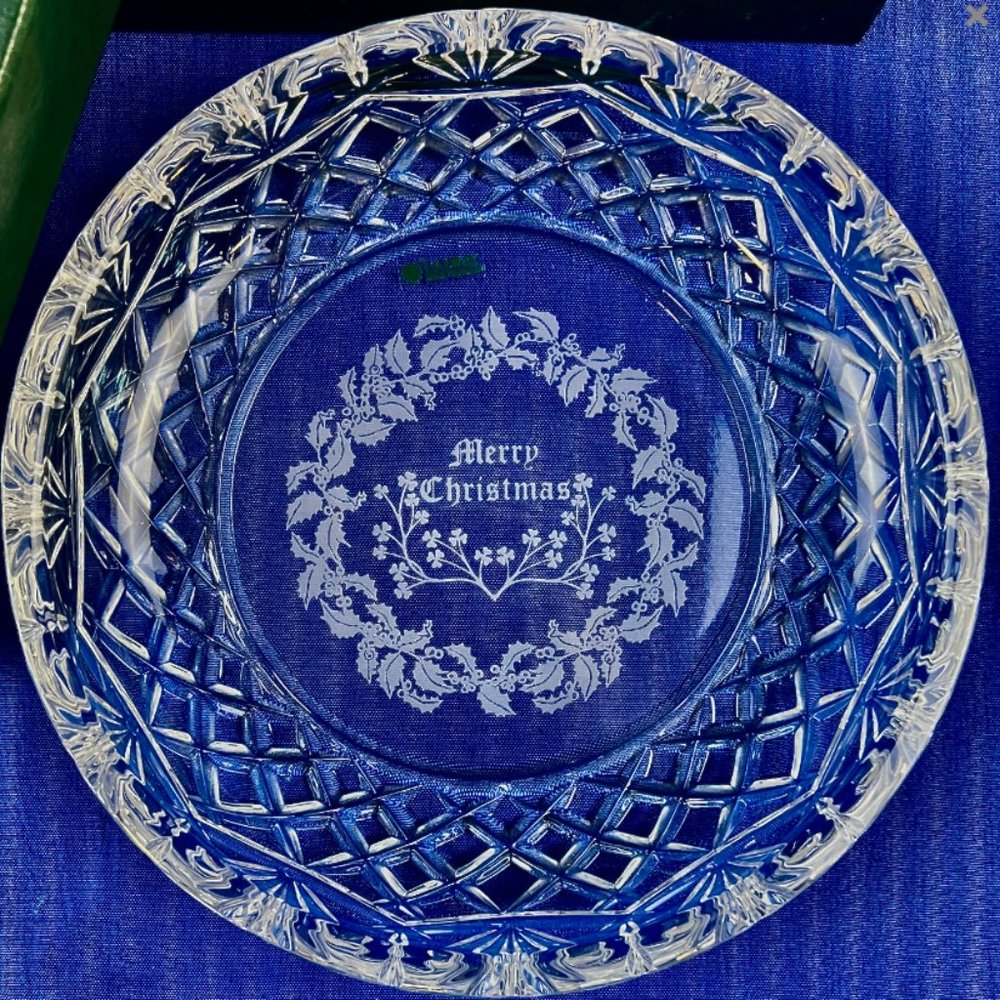 Galway Irish Cut Crystal NWT Merry Christmas Bowl / Plate